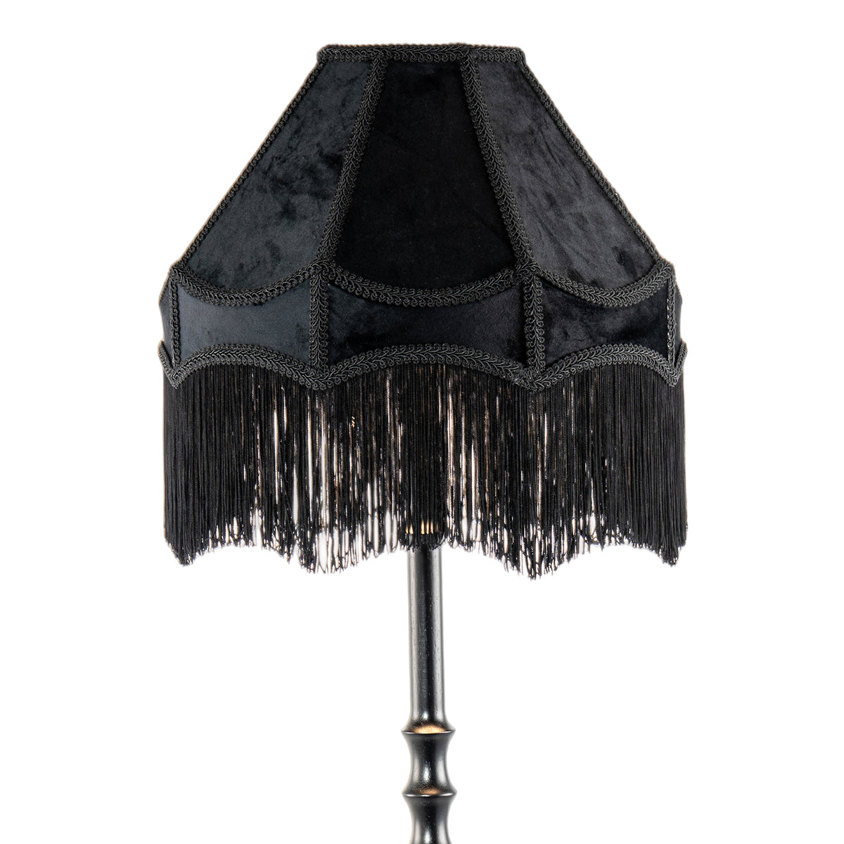 Classic Black Ash Wooden Floor Lamp with Velvet Victorian Style Shade Image 8