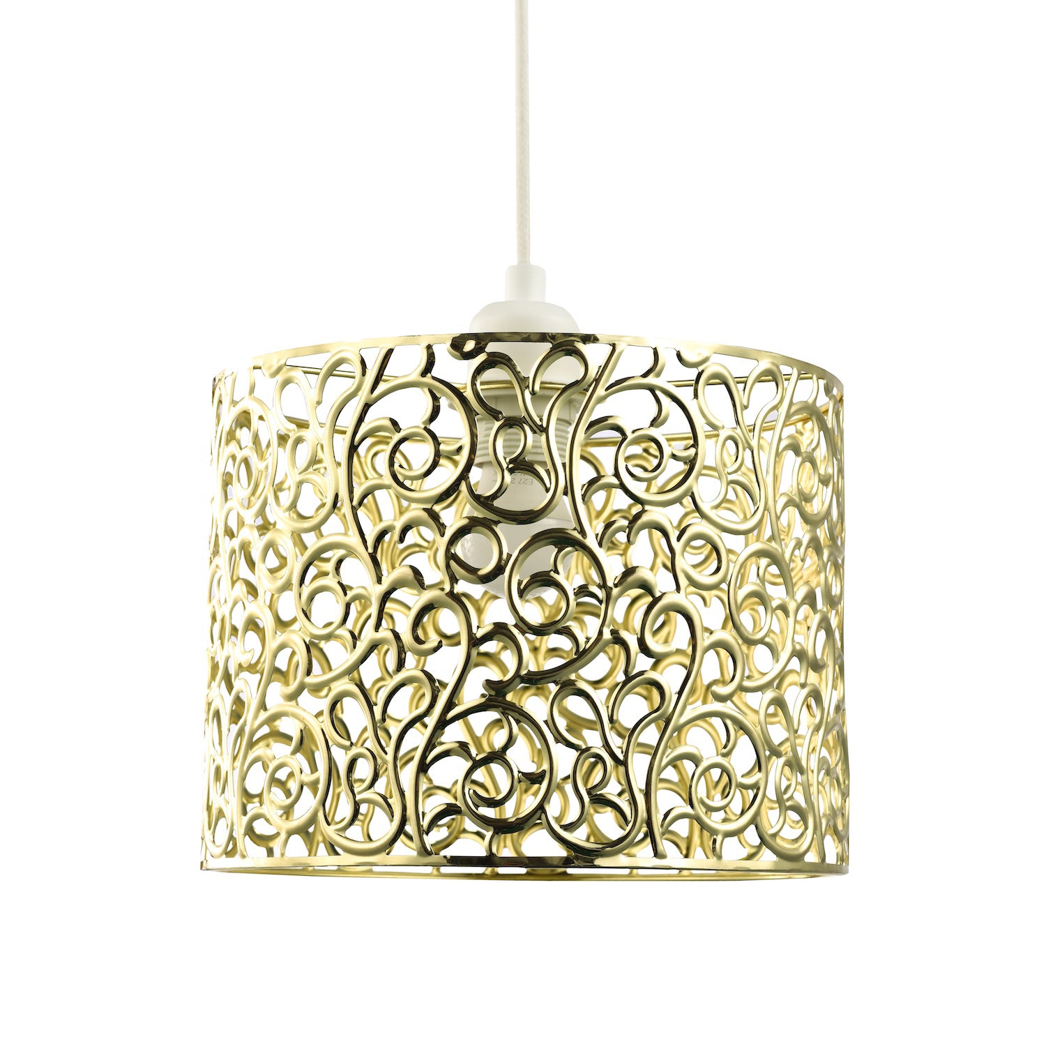 Elegant Classic Floral Polished Gold Metal Ceiling Pendant Shade 19cm x 25cm Image 1