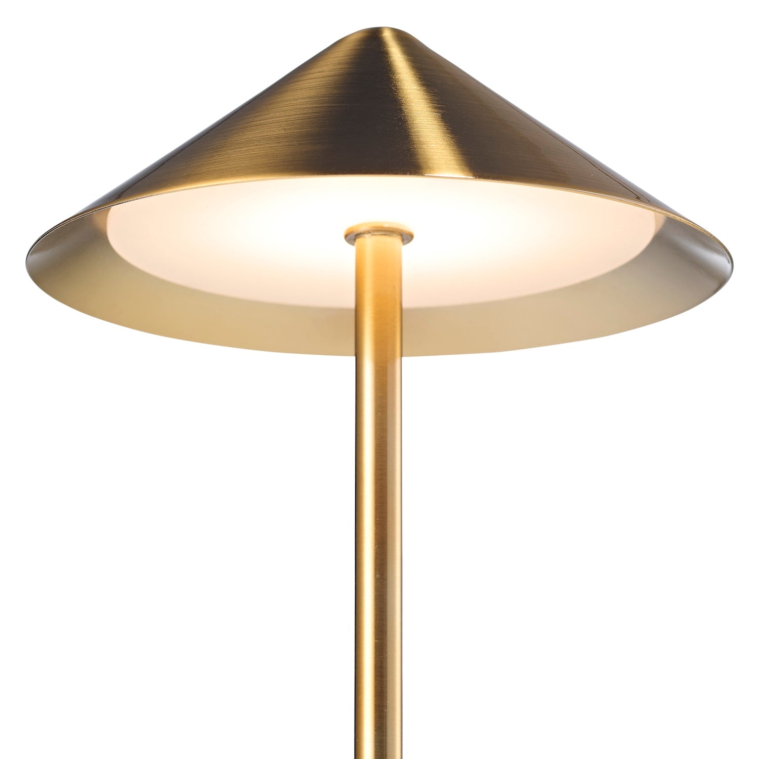 Tall Sleek Satin Gold Rechargeable Touch Dimmable Table Lamp with Metal Shade Image 2