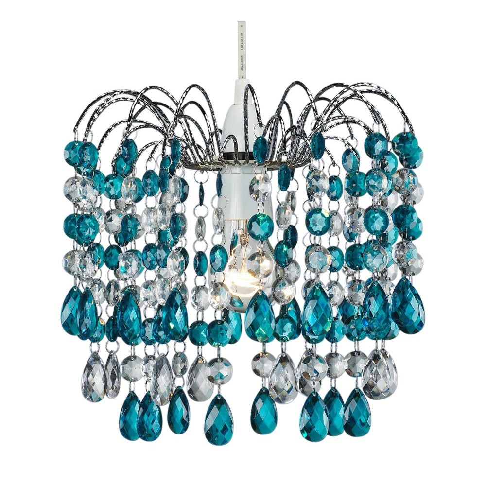 Contemporary Pendant Shade with Teal Acrylic Droplets Image 1