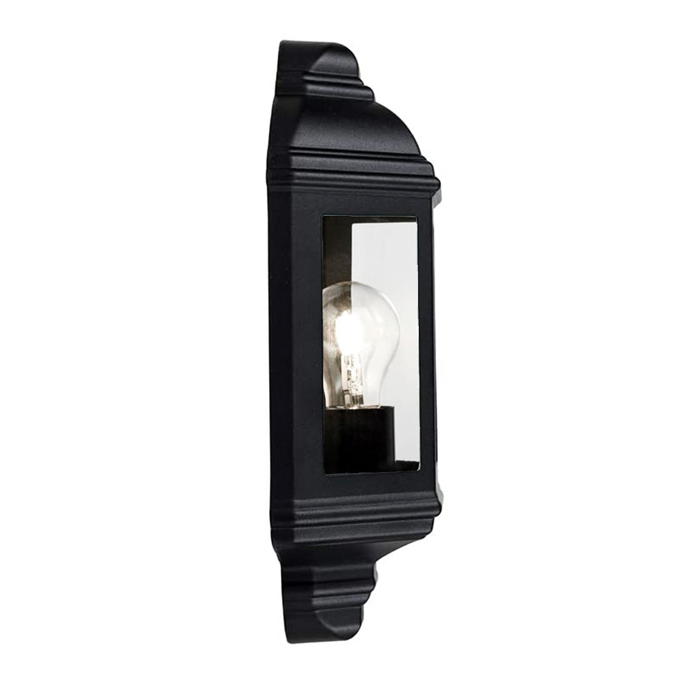 Traditional Outdoor Matt Black Cast Aluminium Flush Wall Lantern Light Fitting Image 3