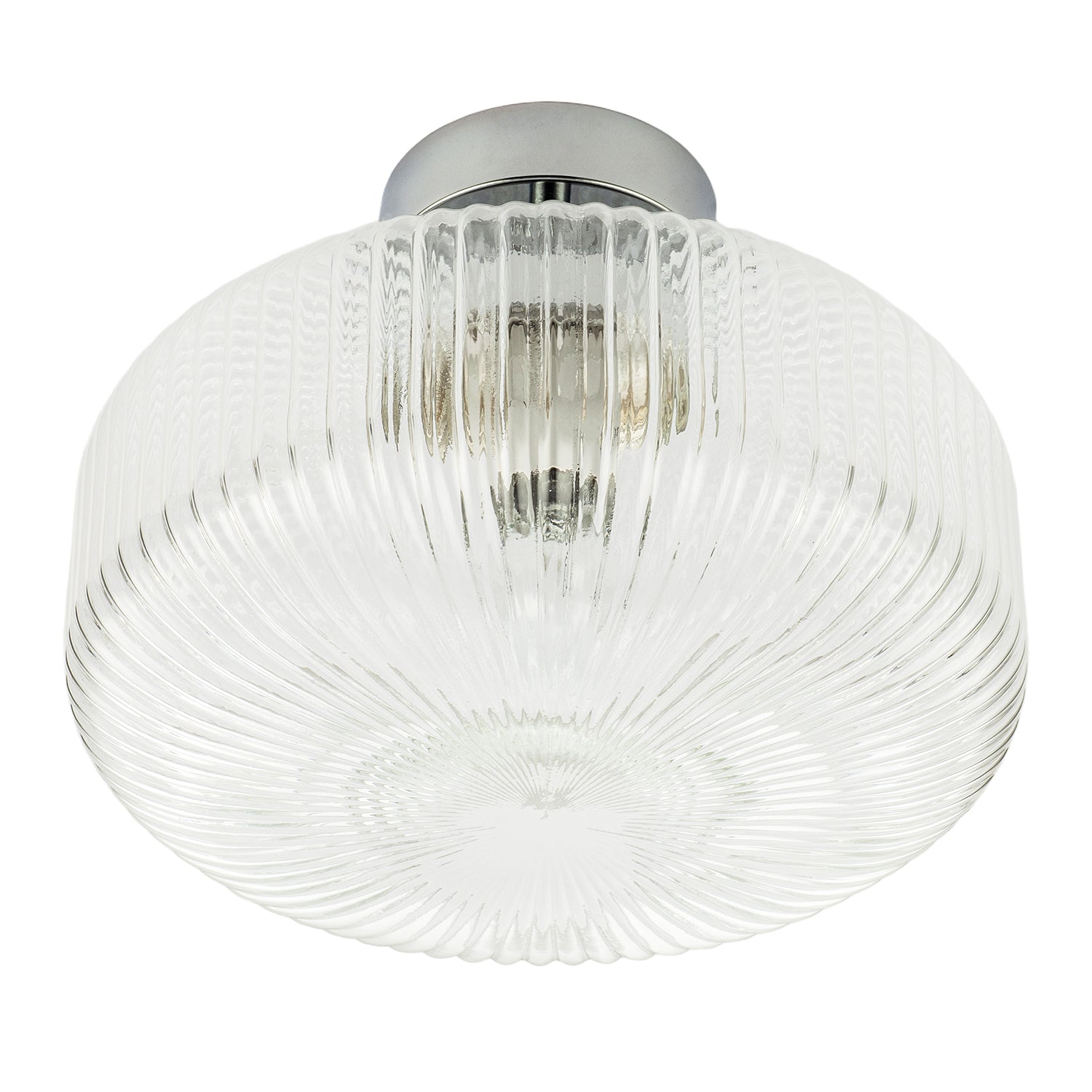 Modern Bathroom Ceiling Light with Clear Fluted Glass in Shiny Chrome Image 3