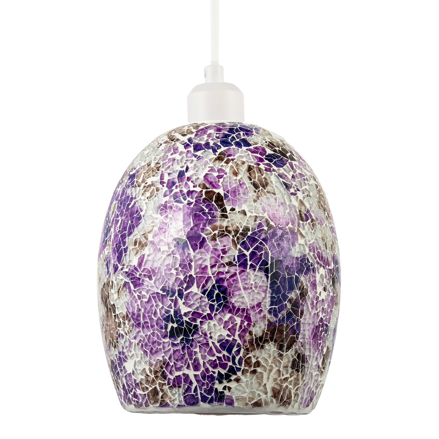 Floral Inspired Crackle Mosaic Glass Rounded Oval Pendant Light Shade Image 1