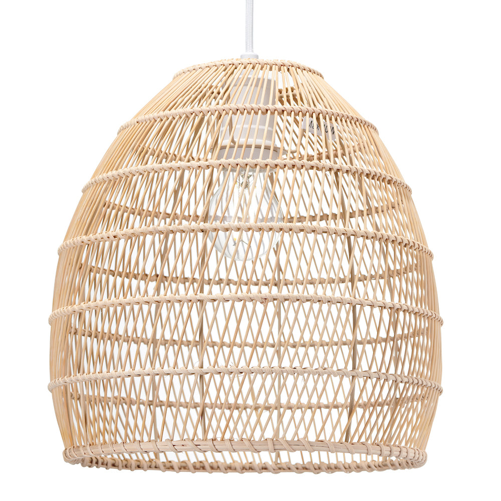 Traditional Vintage Spiral Cage Design Natural Brown Rattan Ceiling Lamp Shade Image 1