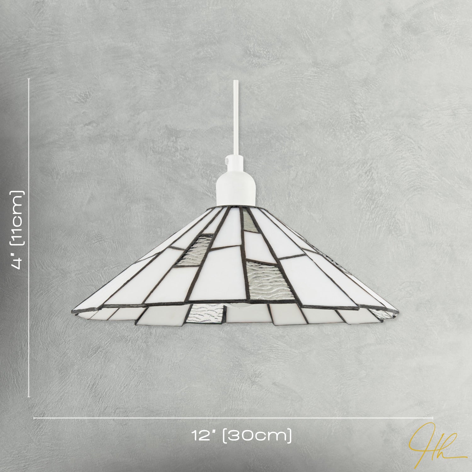 Contemporary White Tiffany Pendant Light Shade with Clear Accents Image 7