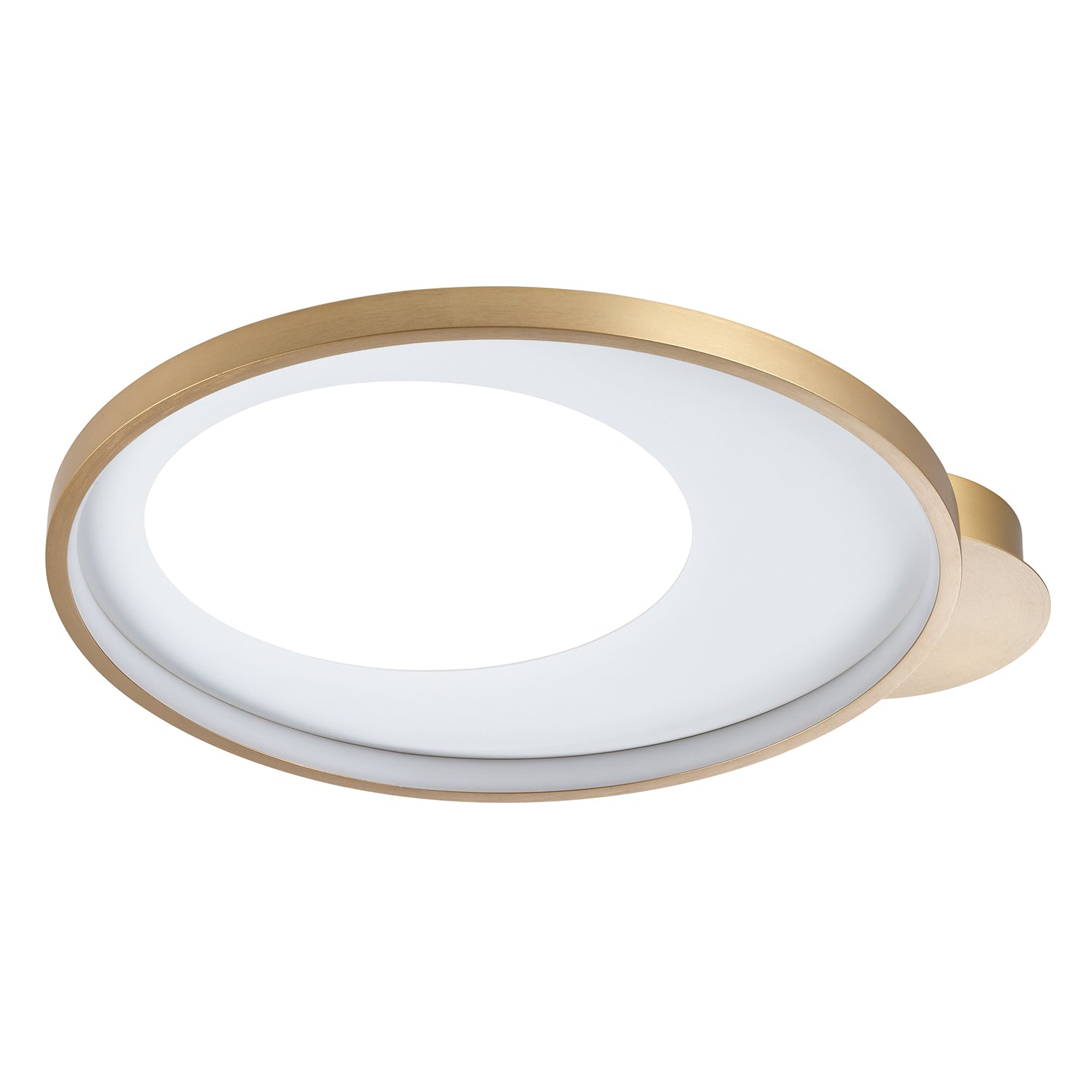 Modern Brushed Gold Low Energy LED Ceiling Light with Inner Opal White Acrylic Image 1