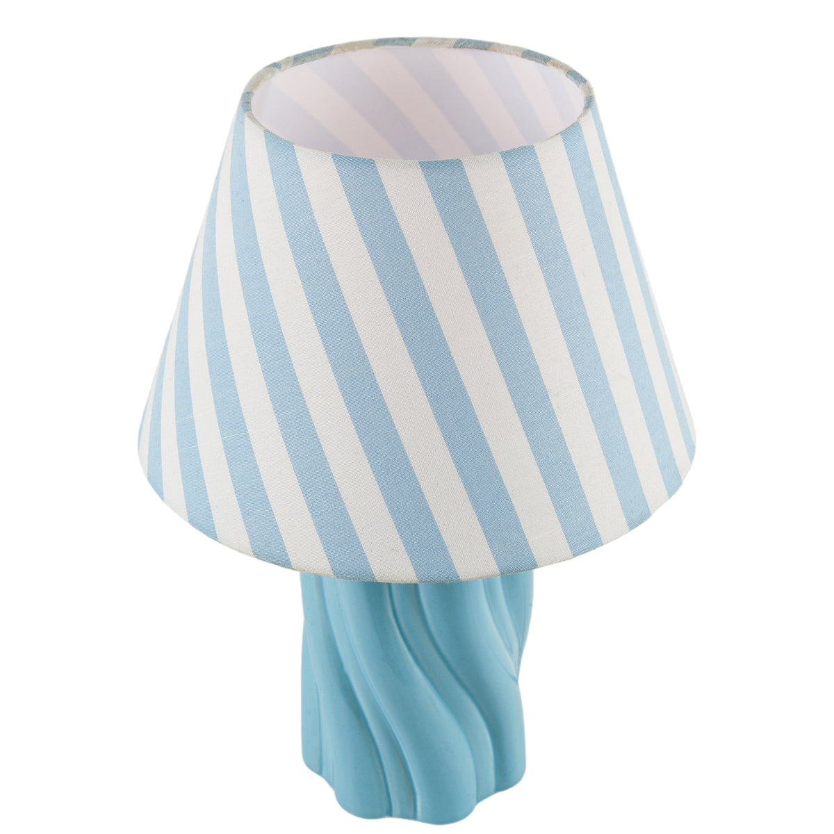 Glossy Sky Blue Glazed Ceramic Lamp with Sculptural Twisted Base Image 4