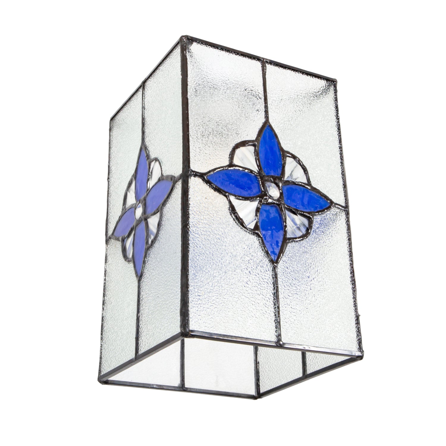 Traditional Clear Glass Tiffany Style Pendant Light Shade with Royal Blue Panels Image 3