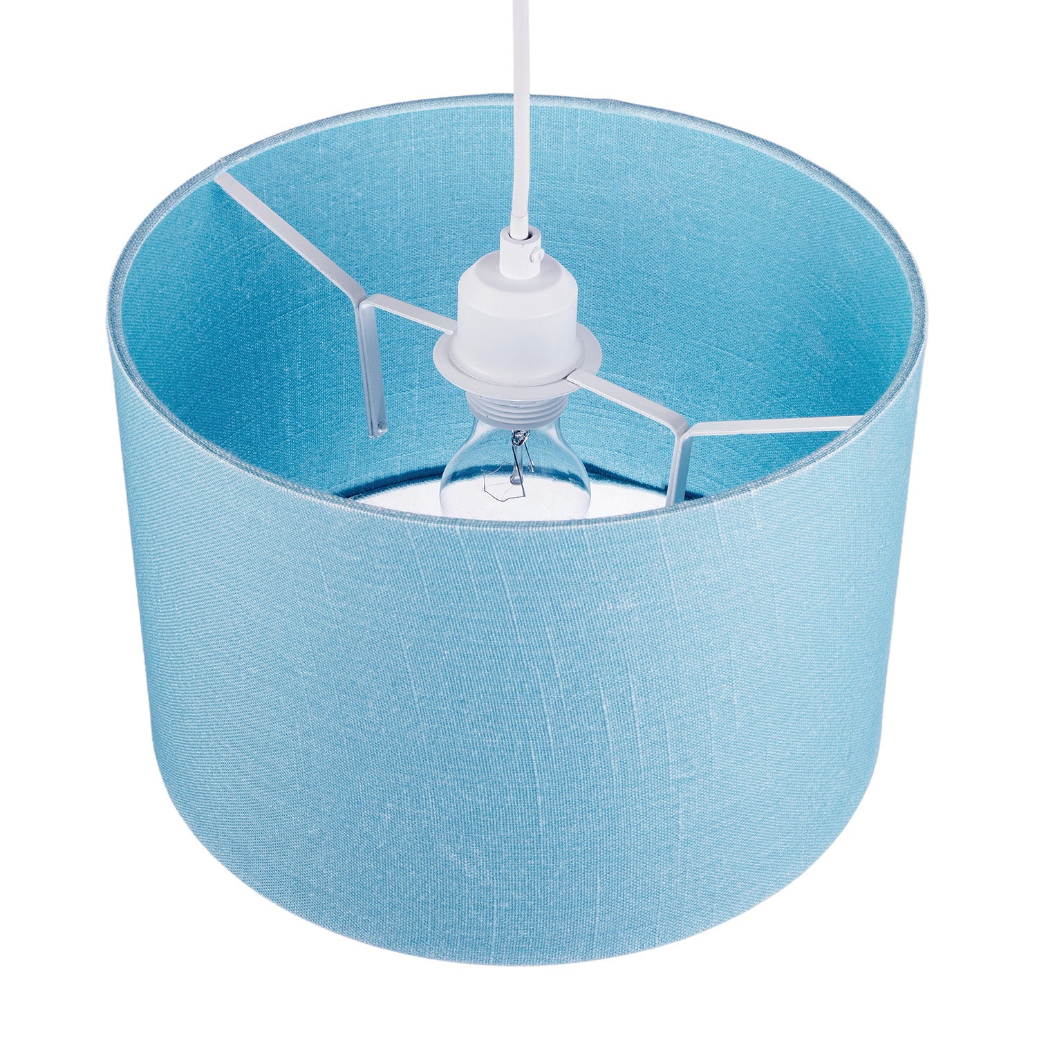 Designer Ocean Current Blue Textured Linen Fabric Circular Lamp Shade Image 3
