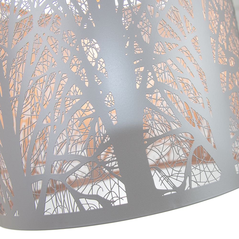 Large Unique and Beautiful Soft Grey Metal Forest Design Ceiling Pendant Shade Image 4