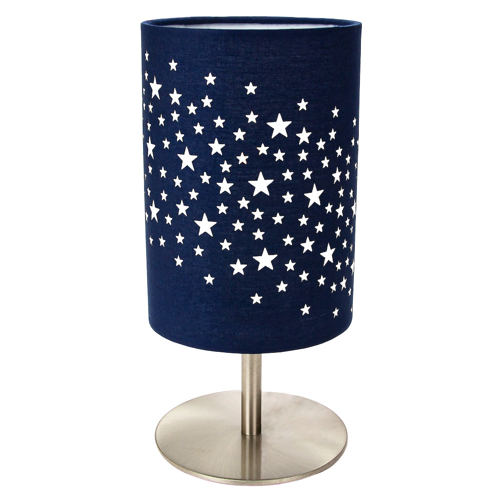 Beautiful Stars Decorated Children/Kids Midnight Blue Cotton Bedside Table Lamp Image 1