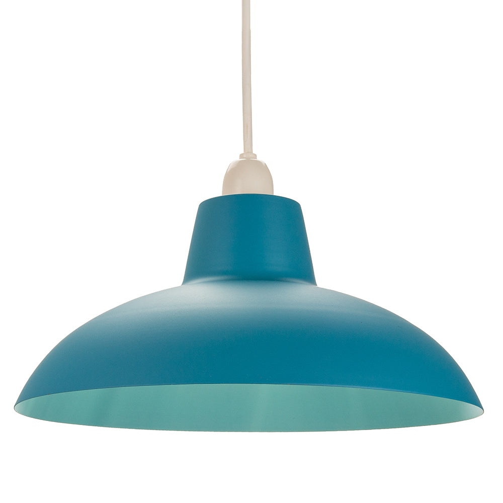 Industrial Retro Designed Matt Teal Curved Metal Ceiling Pendant Light Shade Image 2