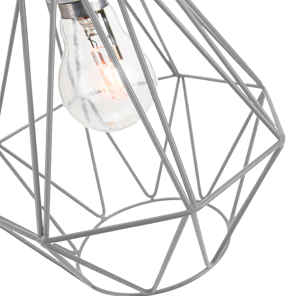 Industrial Basket Cage Designed Matt Grey Metal Ceiling Pendant Light Shade Image 2