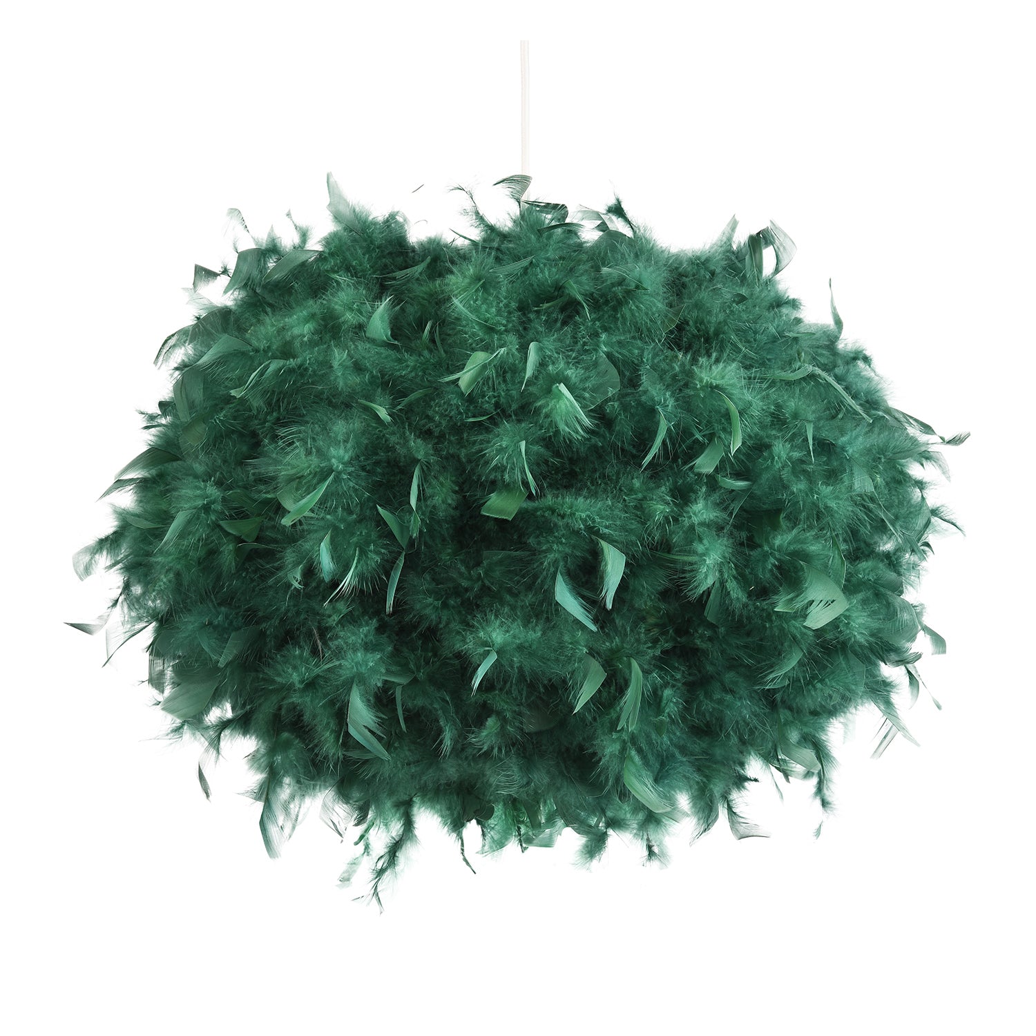 Contemporary and Unique Large Green Real Feather Decorated Pendant Light Shade Image 1