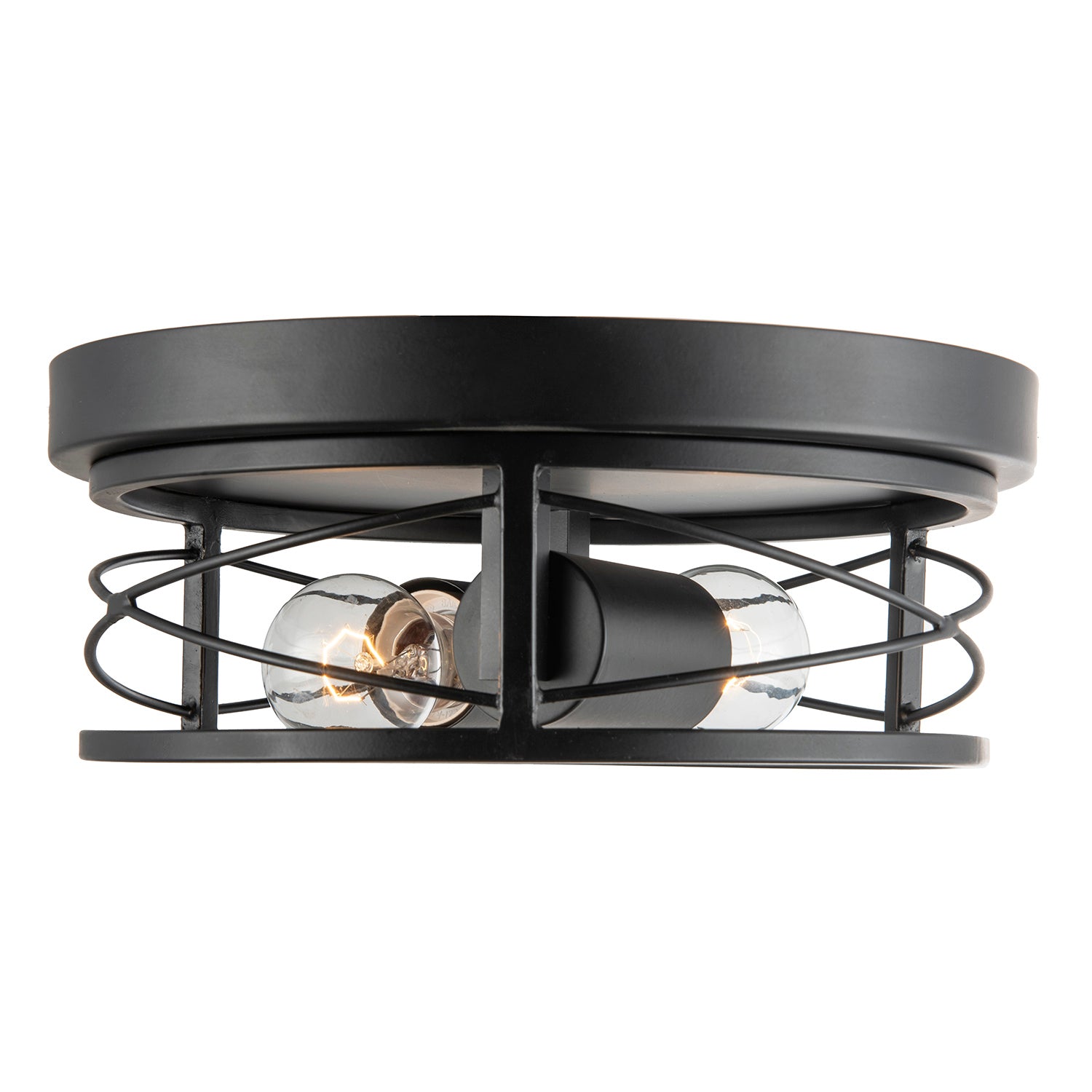 Industrial Vintage Black Round Flush Ceiling Light with Wire Design Image 4