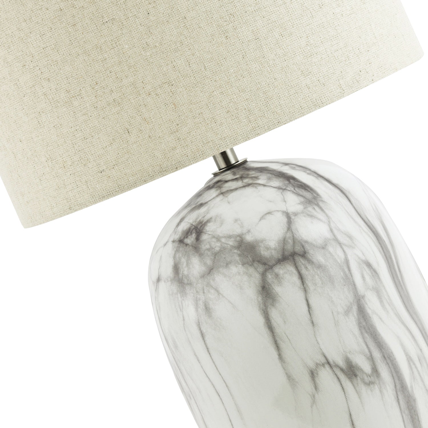 Marble Effect Ceramic Table Light Base with Gloss Glazing and Satin Nickel Trim Image 4