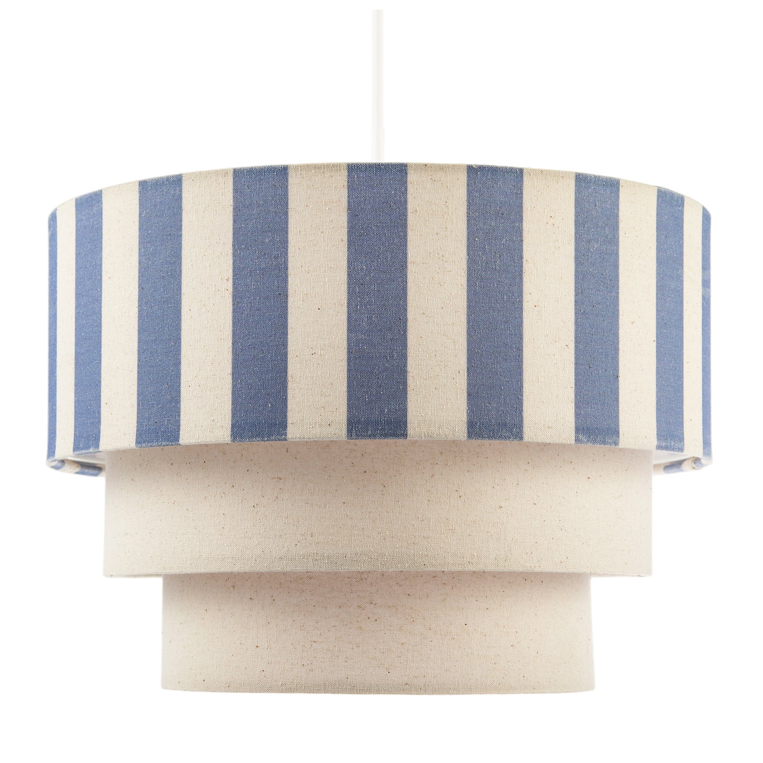 Modern Three Tier Pendant Light Shade with Dusty Amparo Blue Stripes Image 4