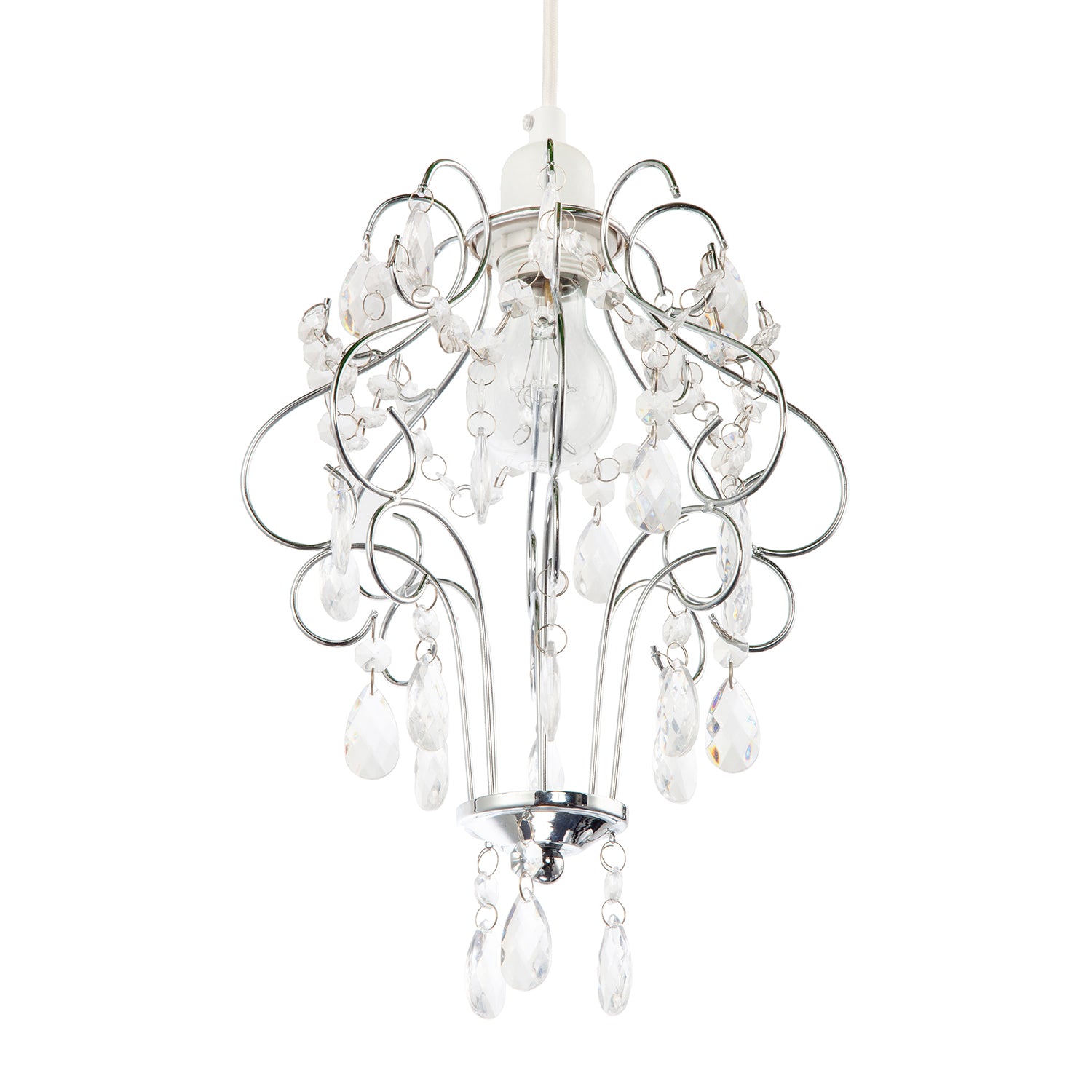 Polished Chrome Shabby Chic Chandelier Style Pendant Shade with Acrylic Image 5