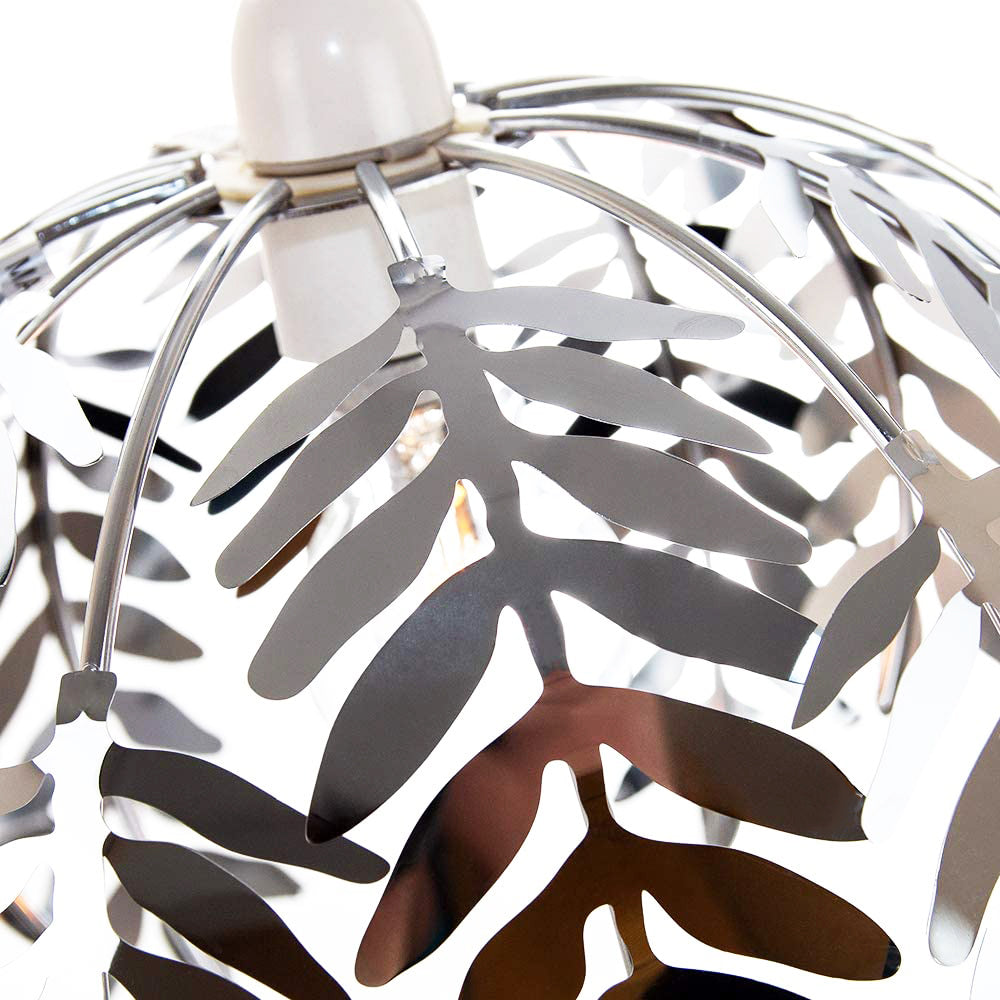 Traditional Fern Leaf Design Ceiling Pendant Light Shade in Silver Chrome Finish Image 3