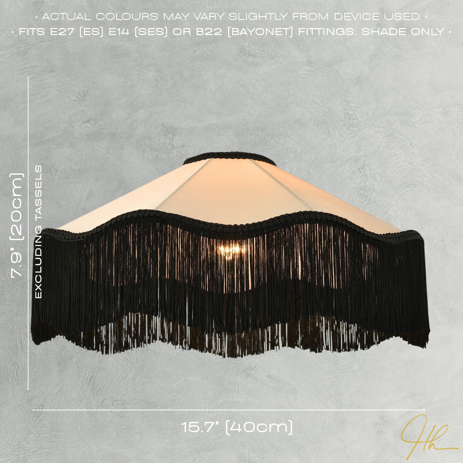 Chic Victorian Pendant Lamp Shade in Cream Faux Silk with Black Trims Image 7