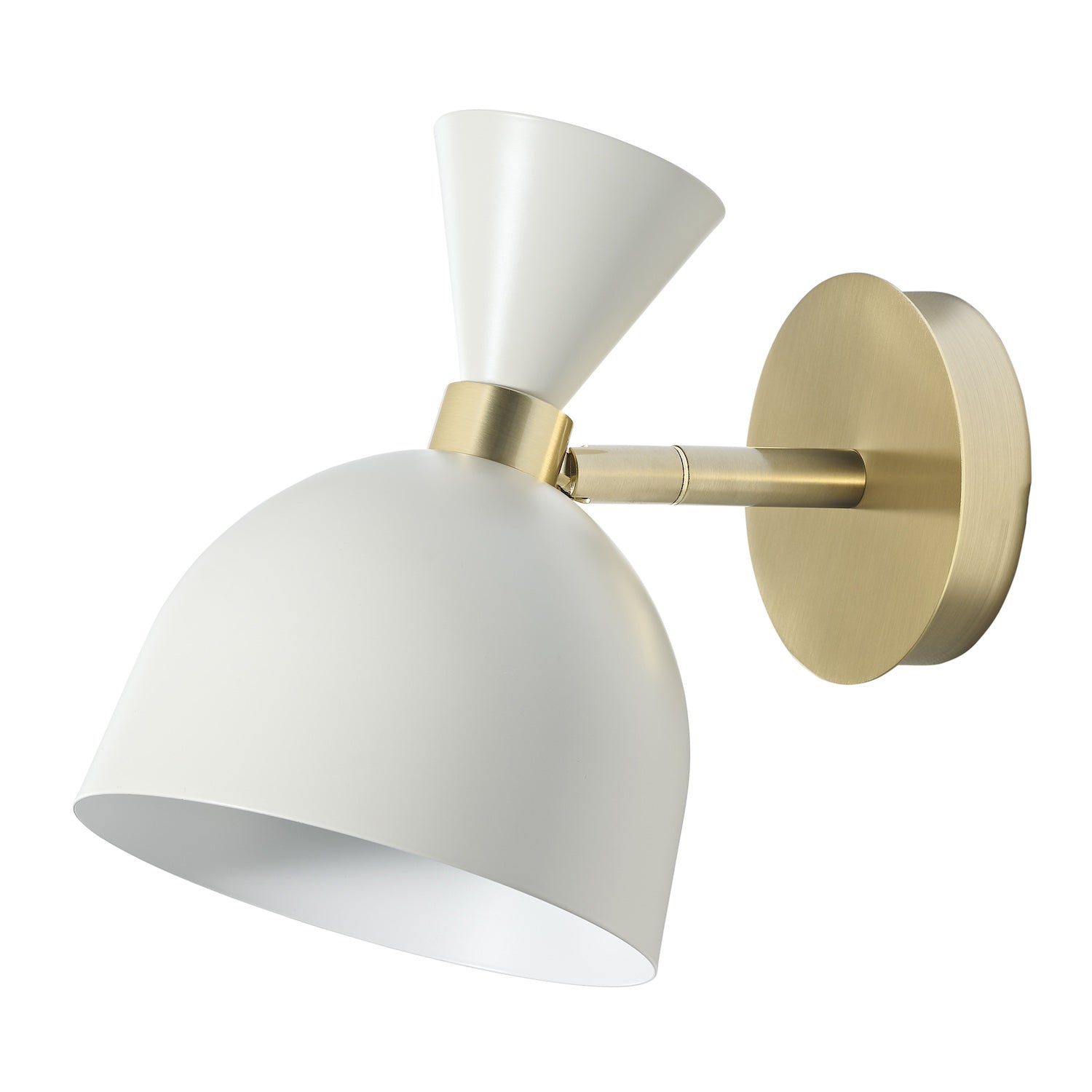 Modern Soft Cream and Brushed Gold Wall Lamp Fitting with Adjustable Spot Shade Image 1