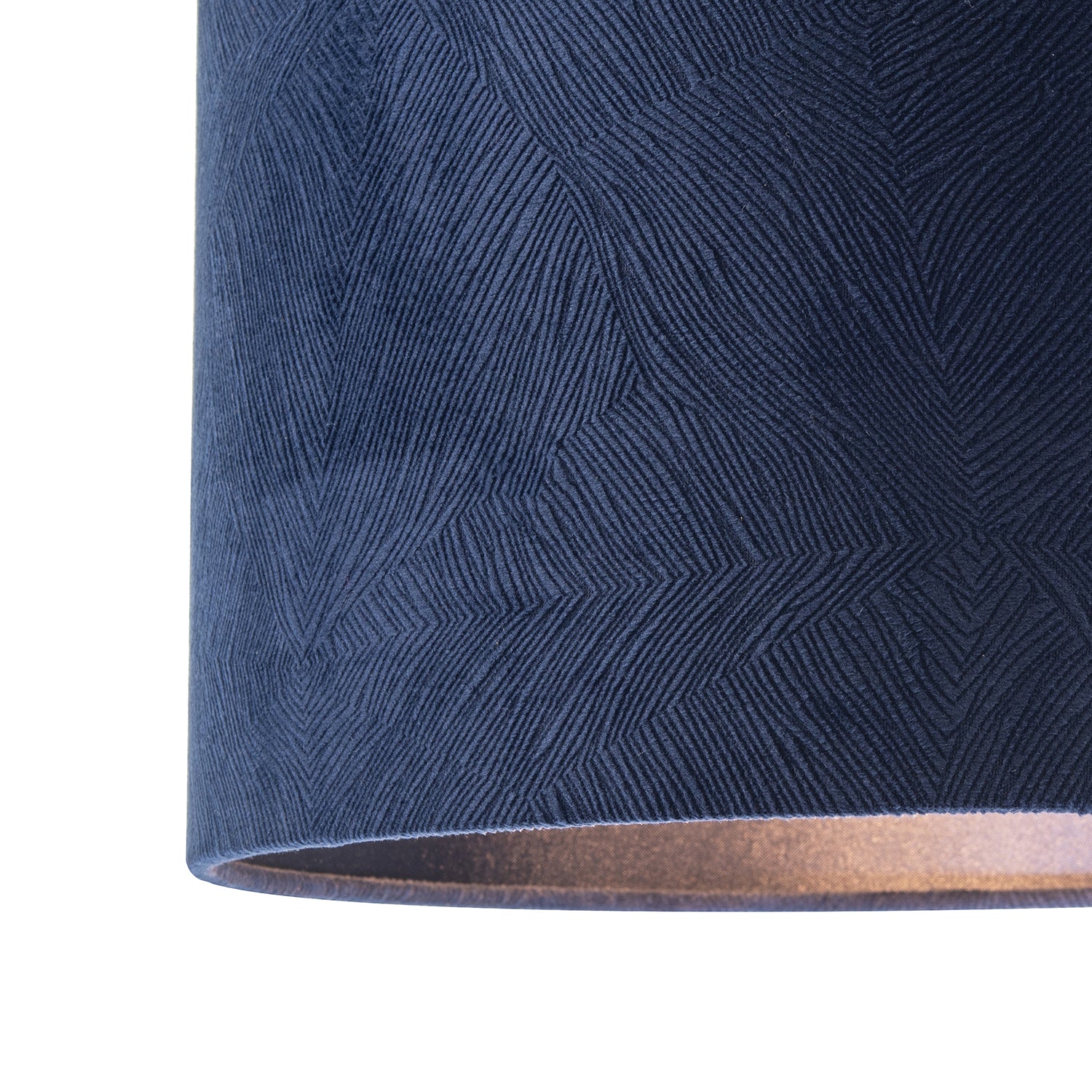 Contemporary Thin Lined Midnight Blue Velvet Fabric Round Lamp Shade Image 5