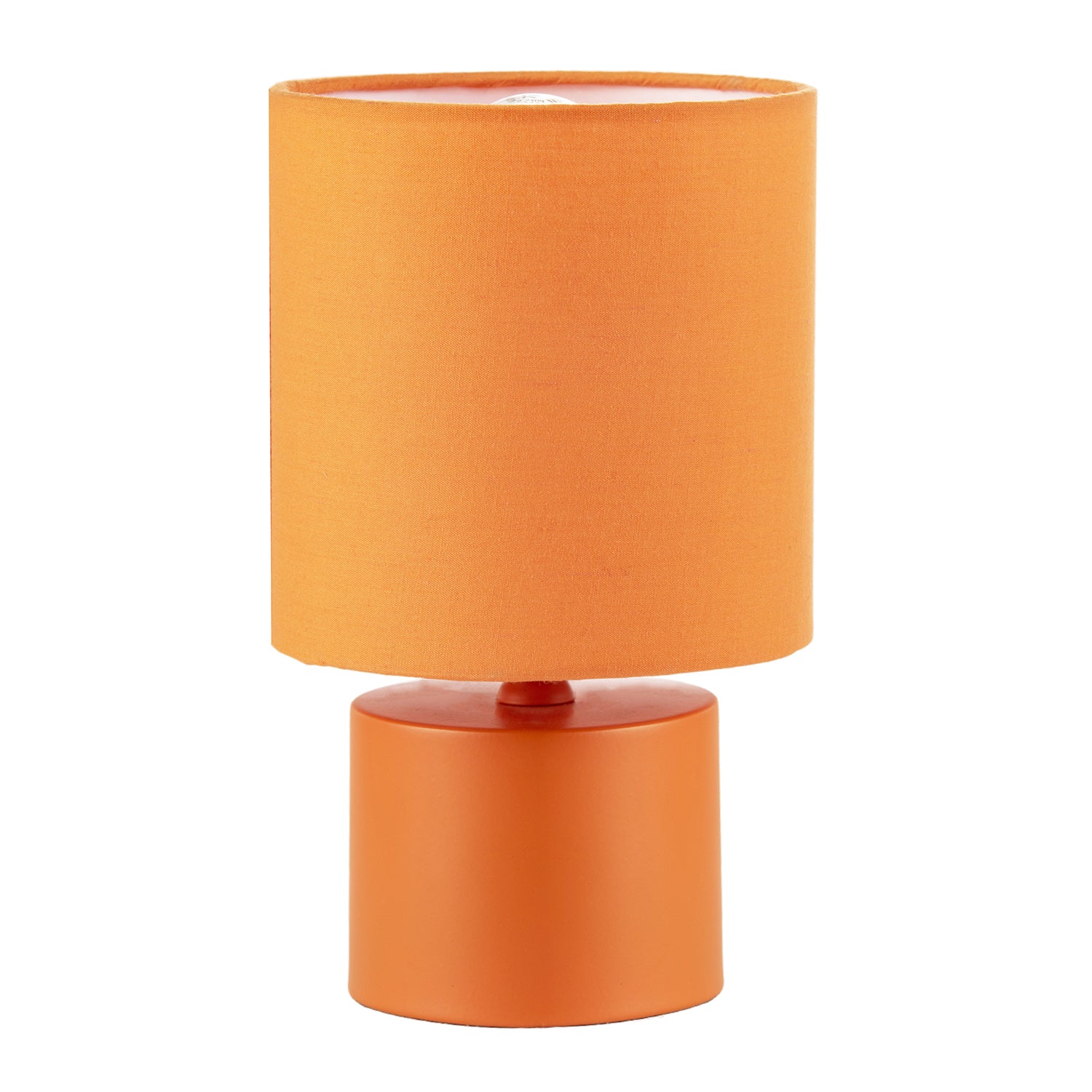 Modern Vibrant Dusty Orange Table Lamp with Cotton Fabric Drum Shade Image 3