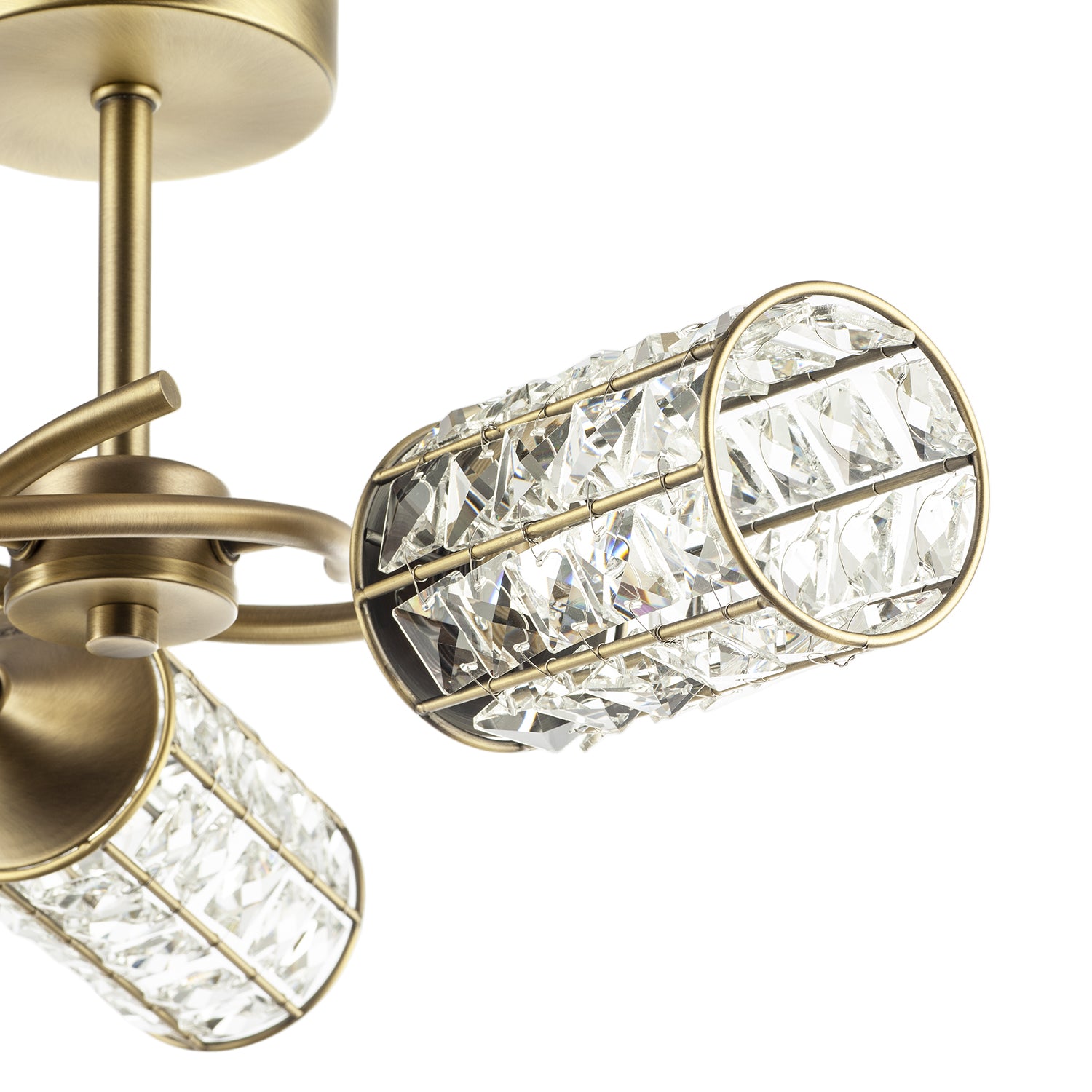 Antique Brass Ceiling Light with Cylindrical Acrylic Beaded Shades Image 8