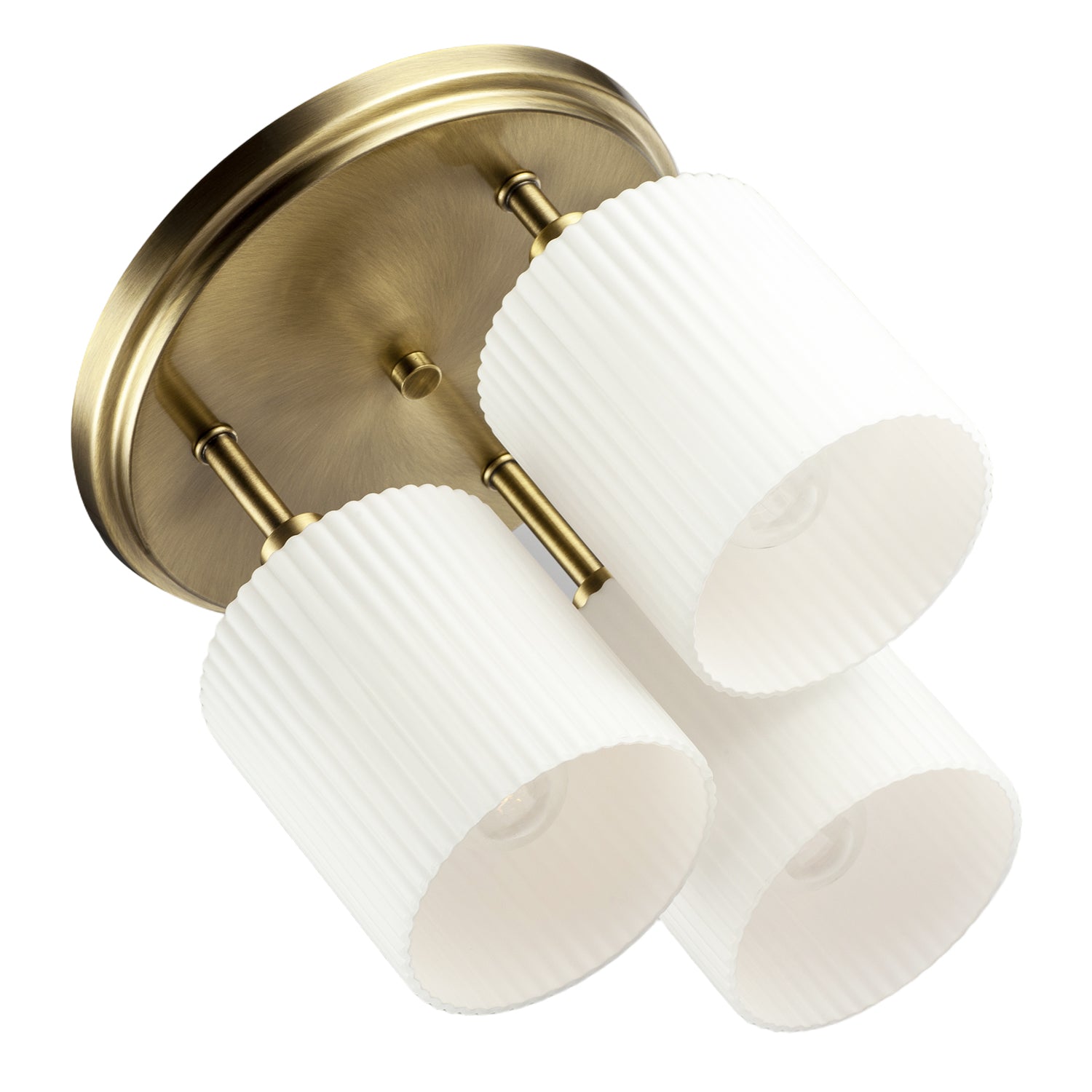 Designer Antique Brass Semi Flush Ceiling Light with Fluted Shades Image 5