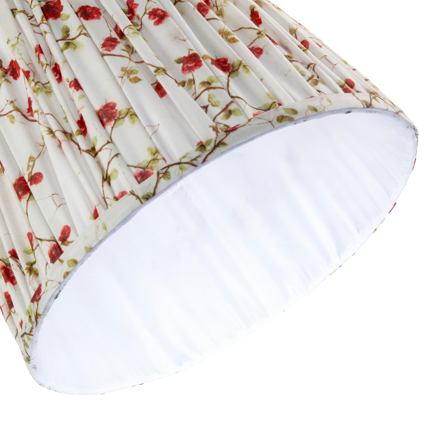 Traditional Red and Green Floral Cotton Fabric Pleated Lamp Shade Image 4