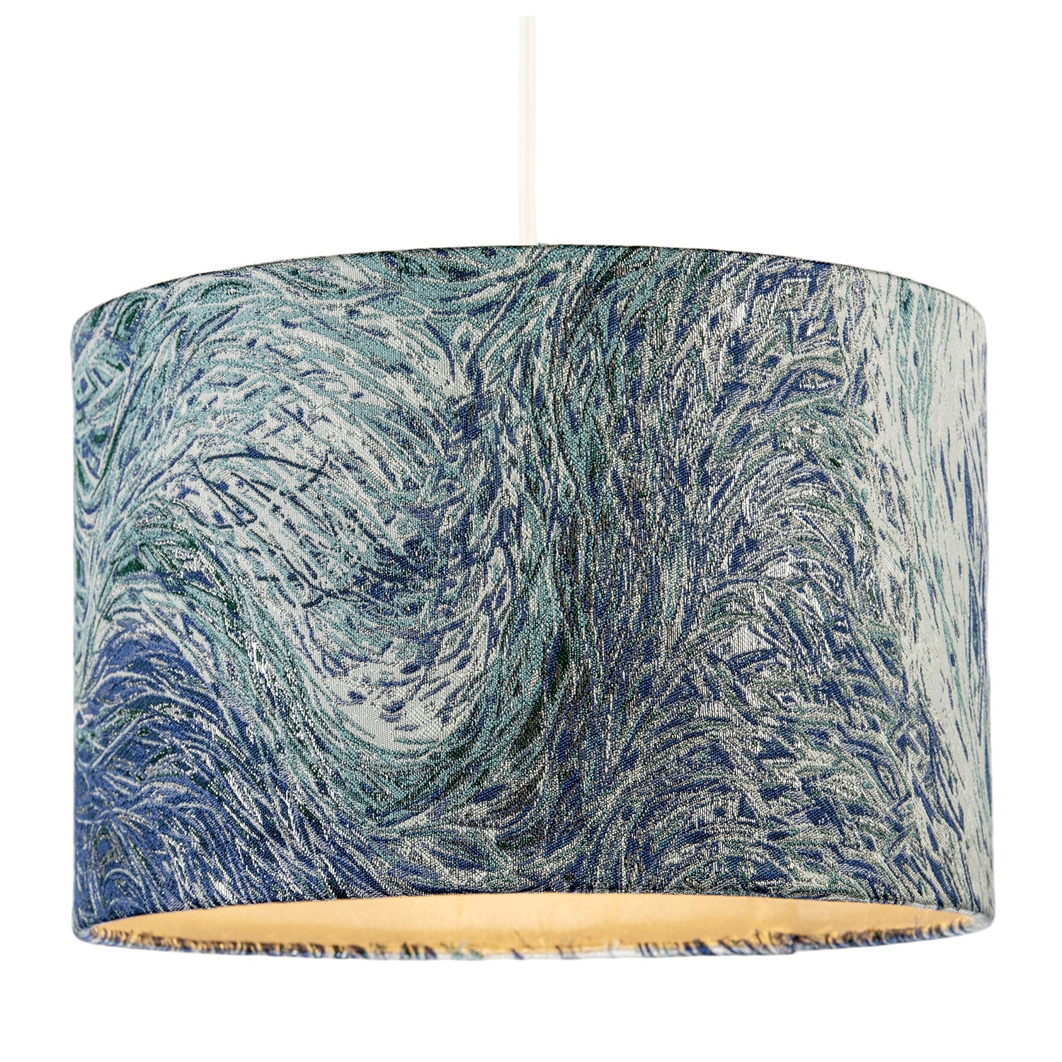 Artistic and Fluid Textured Lamp Shade in Blue Teal and Soft Green Image 2