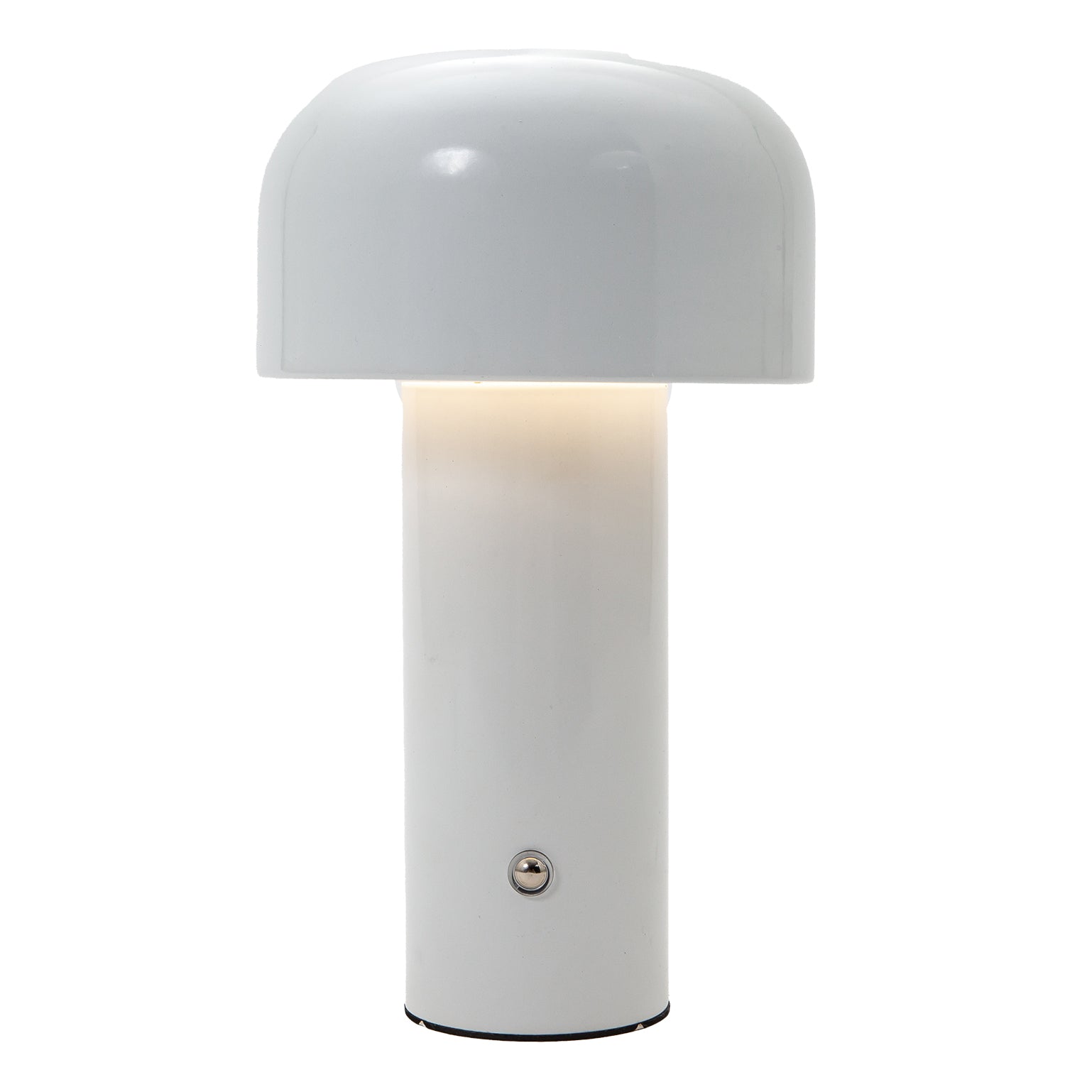 Gloss White Modern Mushroom Style Rechargeable LED Touch Dimmable Table Lamp Image 2