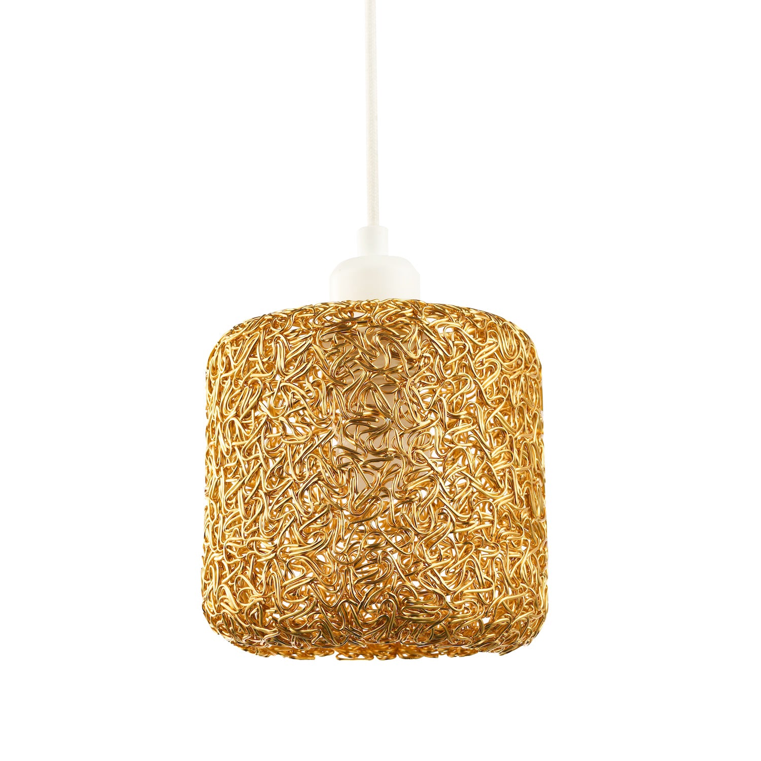 Industrial and Retro Style Twisted Wire Mesh Metal Light Shade in Shiny Gold Image 1