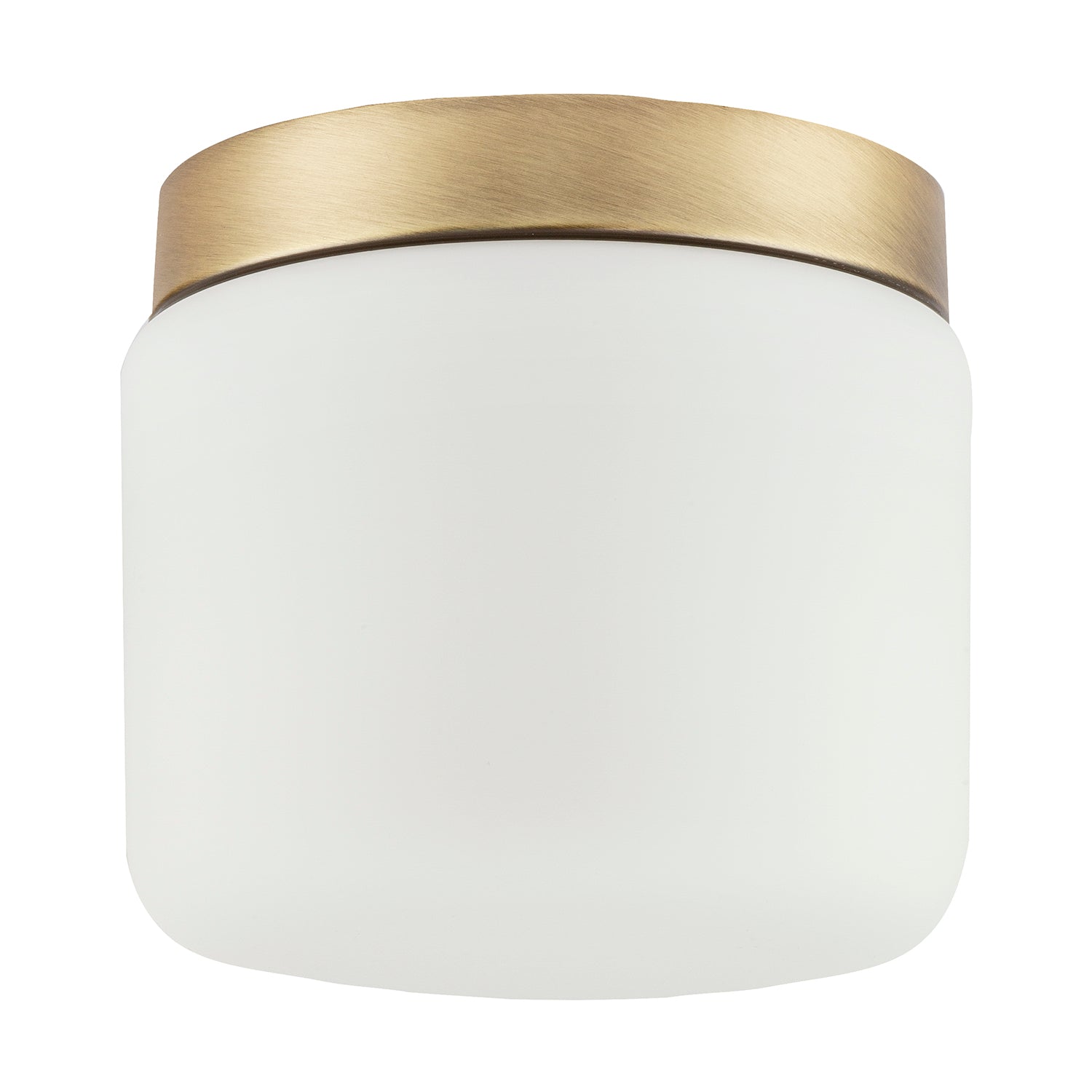 Modern Bathroom LED Ceiling Light in Antique Brass with Glass Shade Image 1