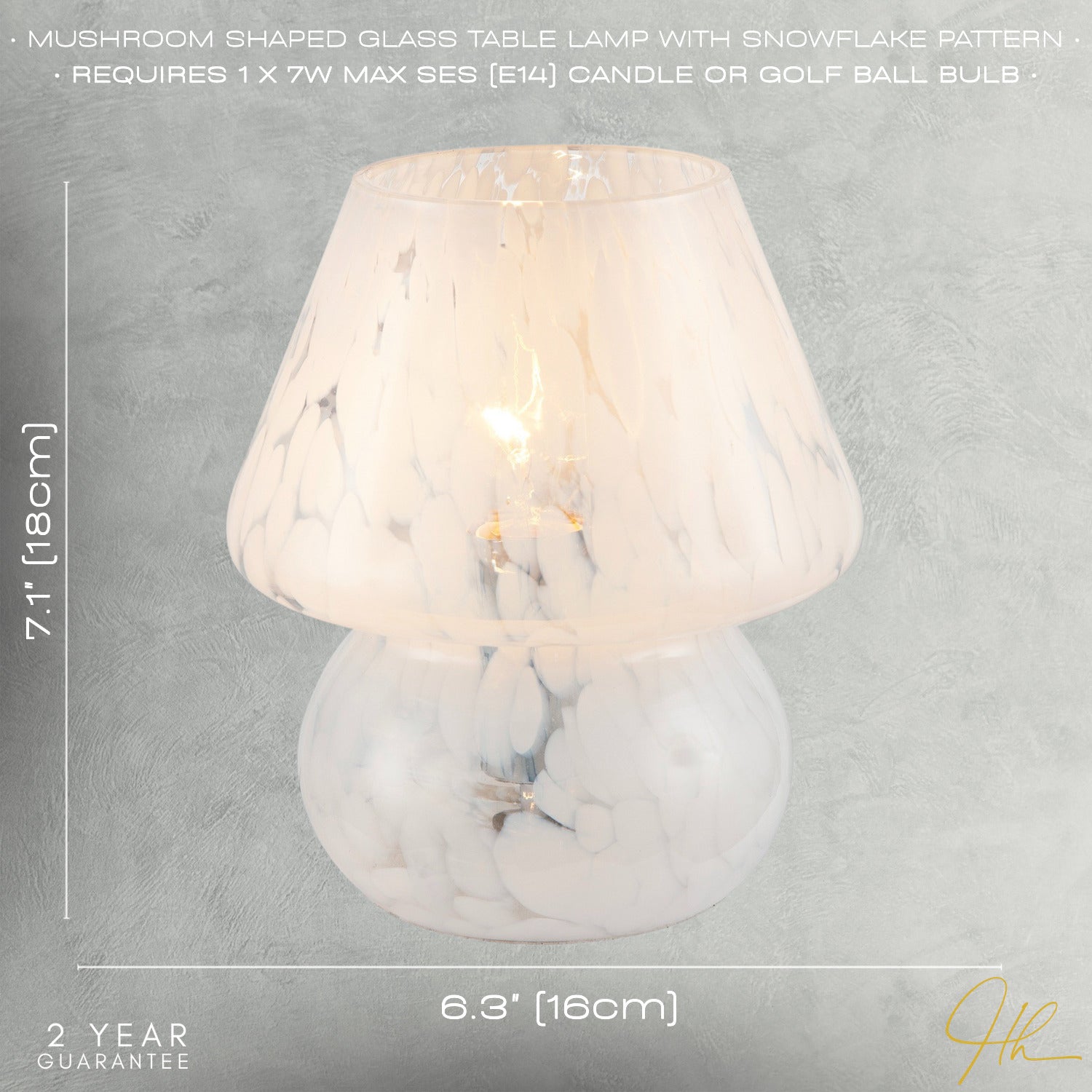 Modern Designer Mushroom Glass Table Lamp in White Snowflake Pattern Image 7