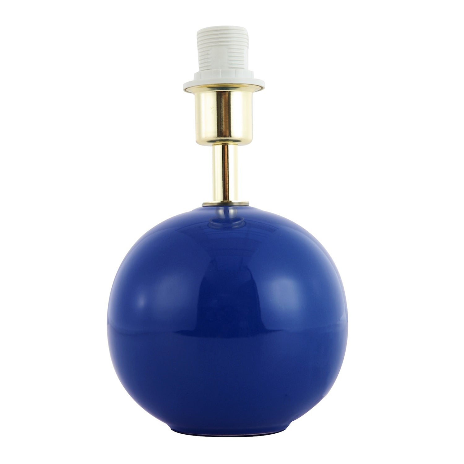 Traditional Classic Round Ceramic Table Lamp Base in Midnight Blue Gloss Finish Image 1