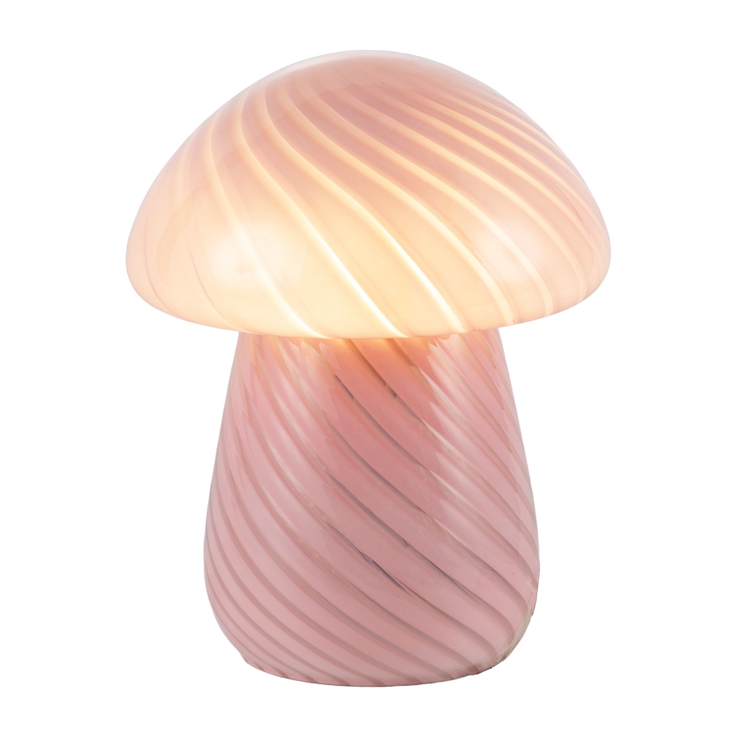 Contemporary Mushroom Glass Table Lamp with Pink Stripe Effect Pattern Image 2