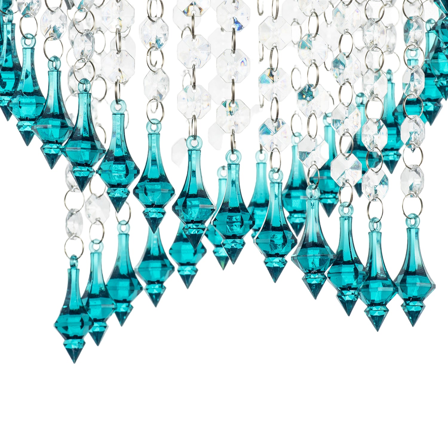 Modern Spiral Waterfall Pendant Shade with Teal and Clear Acrylic Image 4