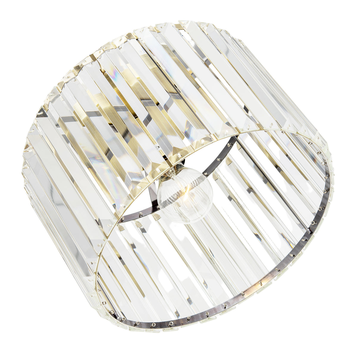 Modern Chic Antique Brass and Clear Crystal Glass Flush Ceiling Light Image 4