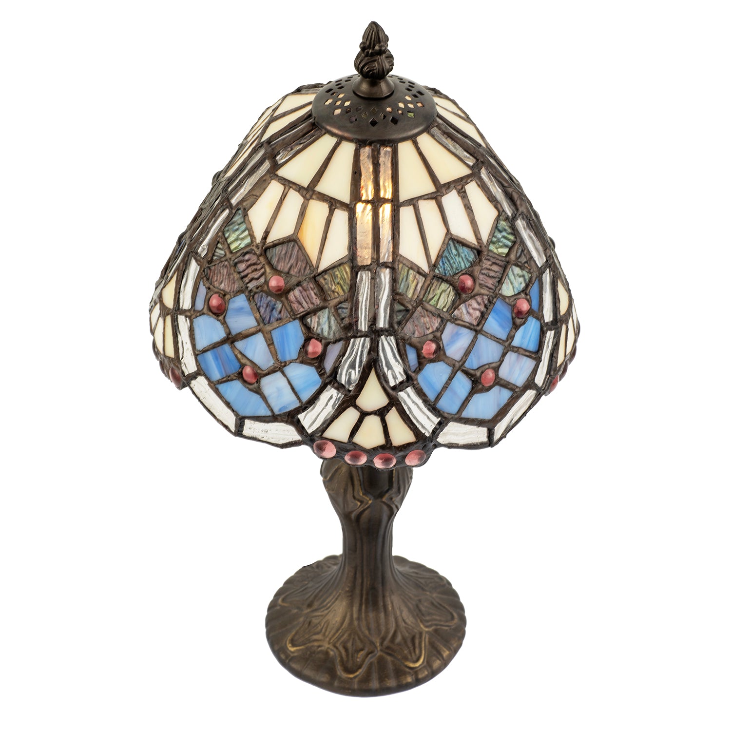 Classic Hand Crafted Round Beaded Tiffany Table Lamp in Lavender Lilac Image 5