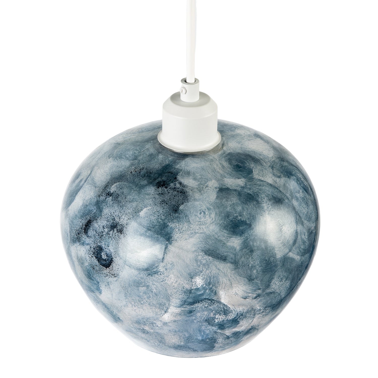 Chic Steel Blue and Silver Glass Pendant Shade with Swirl Brush Style Image 5