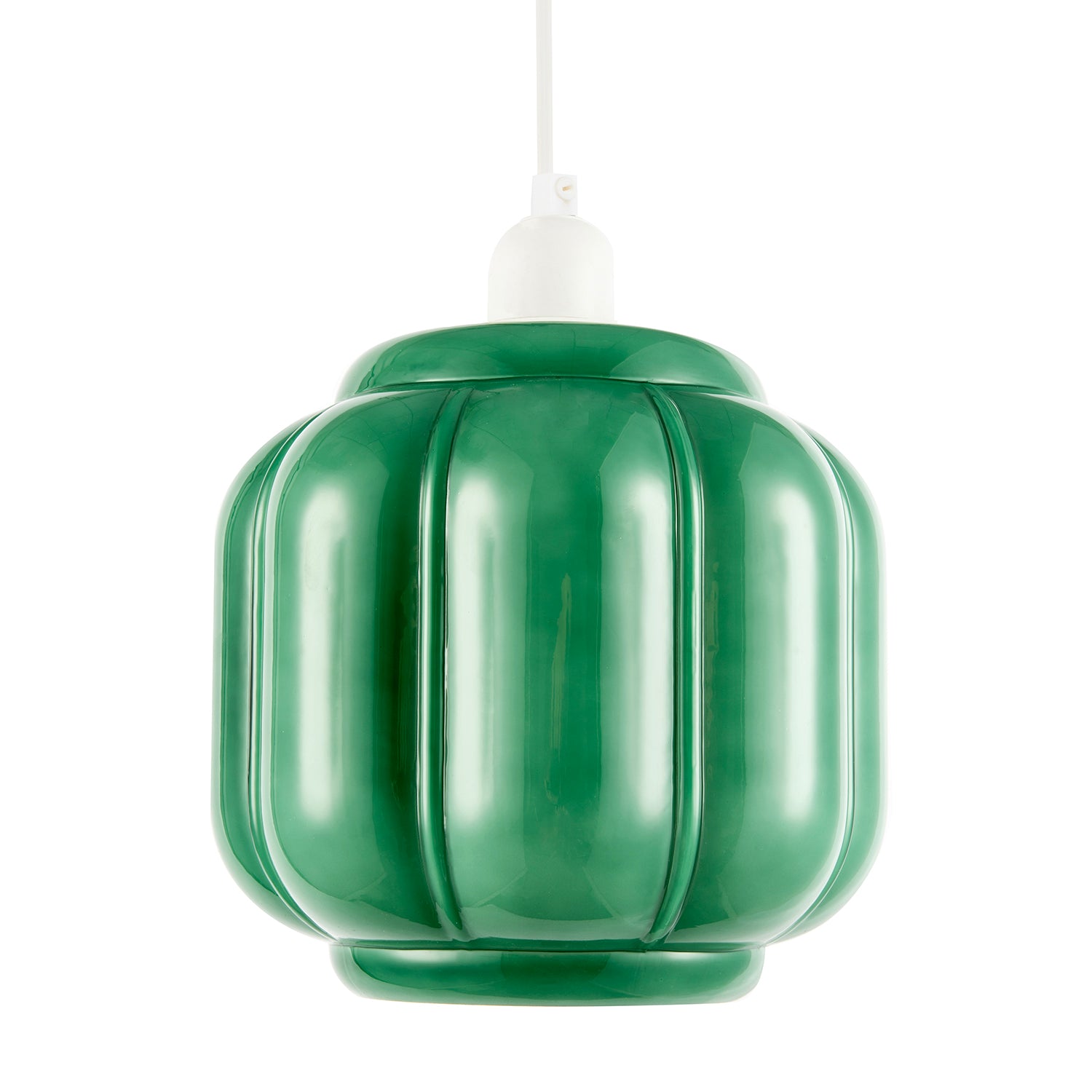 Emerald Green Traditional Pendant Ceiling Lamp Shade with Deep Grooves Image 1