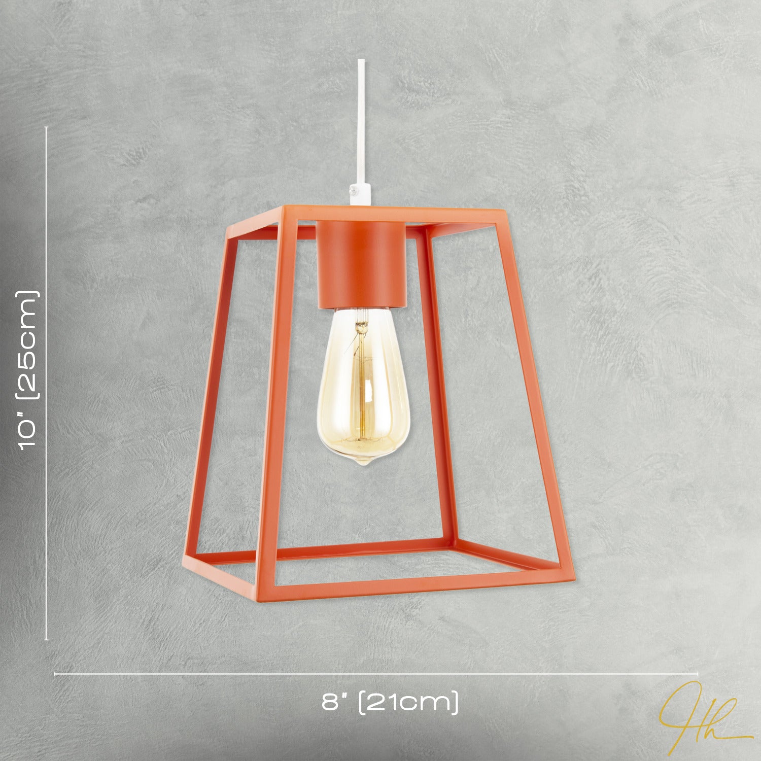 Industrial Lantern Lamp Shade in Orange with Square Top and Bottom Image 7