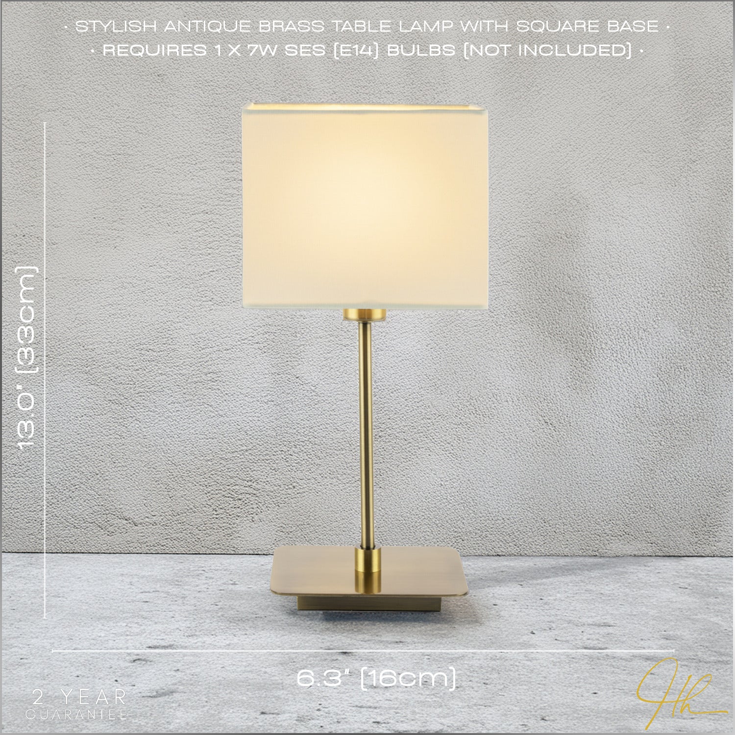 Contemporary Antique Brass Bedside Table Lamp with White Cotton Fabric Shade Image 6