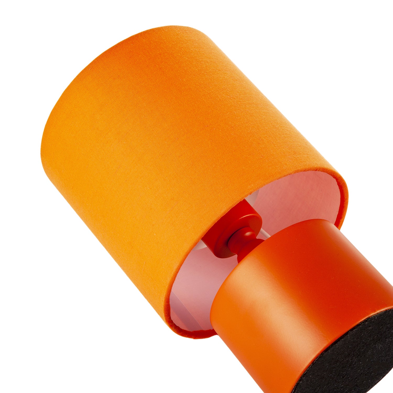 Modern Vibrant Dusty Orange Table Lamp with Cotton Fabric Drum Shade Image 5