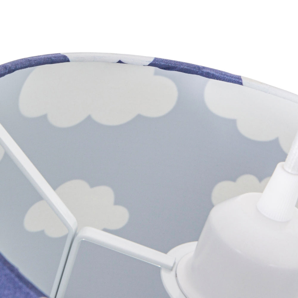 White Clouds Children's/Kids Blue Cotton Fabric Bedroom Lamp or Pendant Shade Image 4