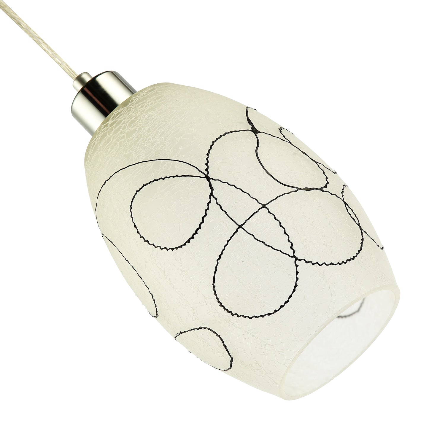 Contemporary Frosted White Crackle Glass Pendant Light Shade with Black Swirls Image 4