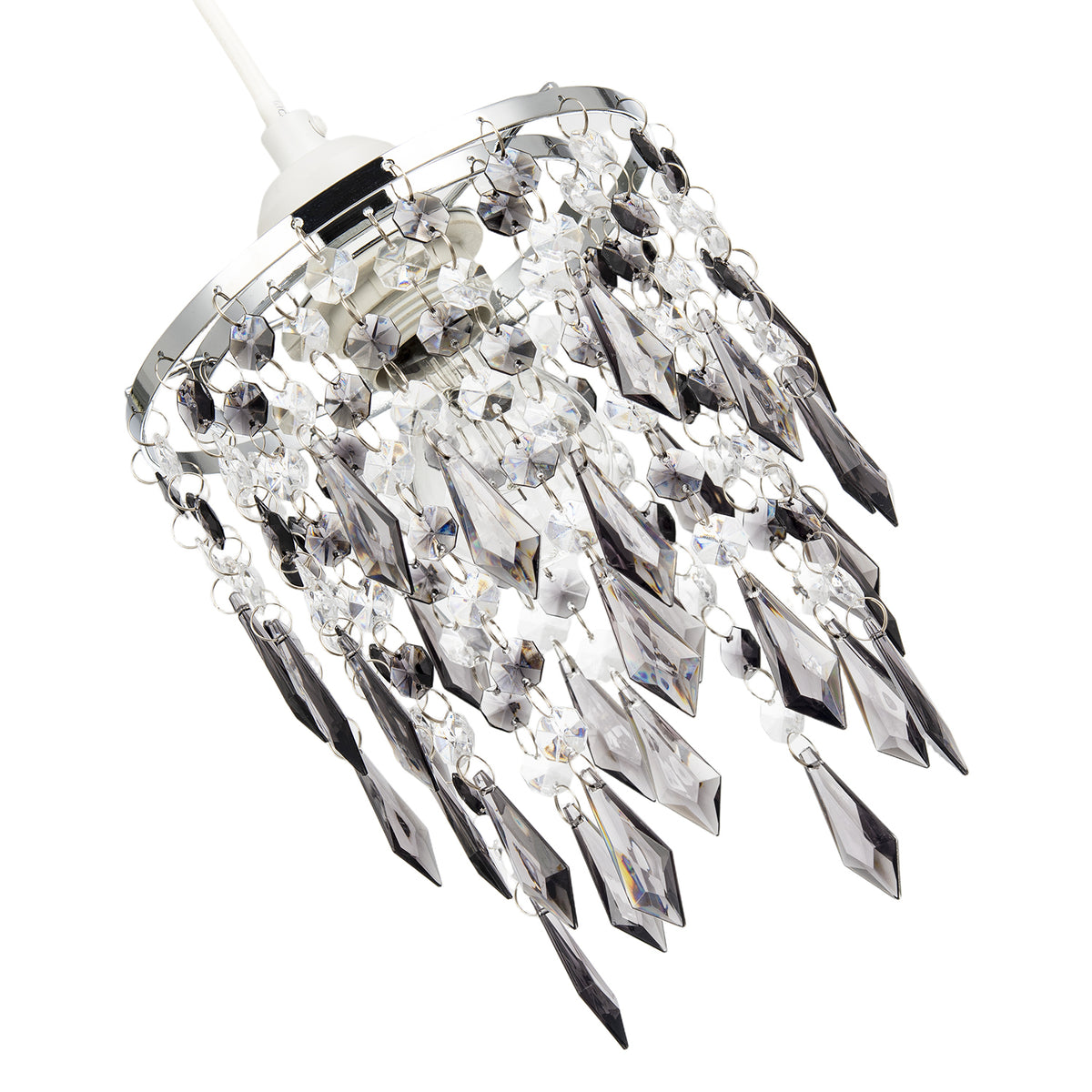 Modern Waterfall Pendant Shade with Clear and Smoked Acrylic Drops Image 5