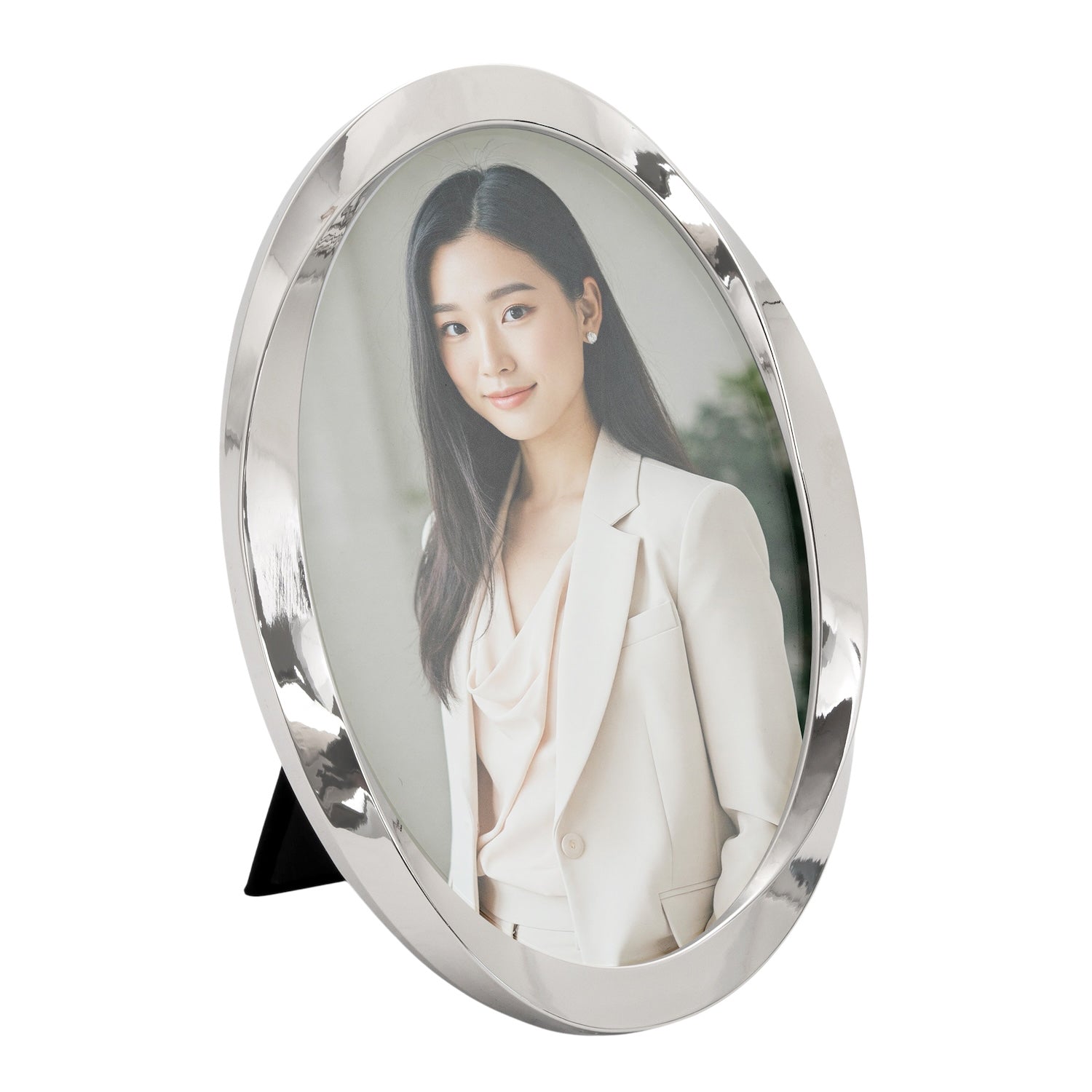 Modern Oval Nickel Plated Metal 4x6 Picture Frame with Twisting Design Image 2
