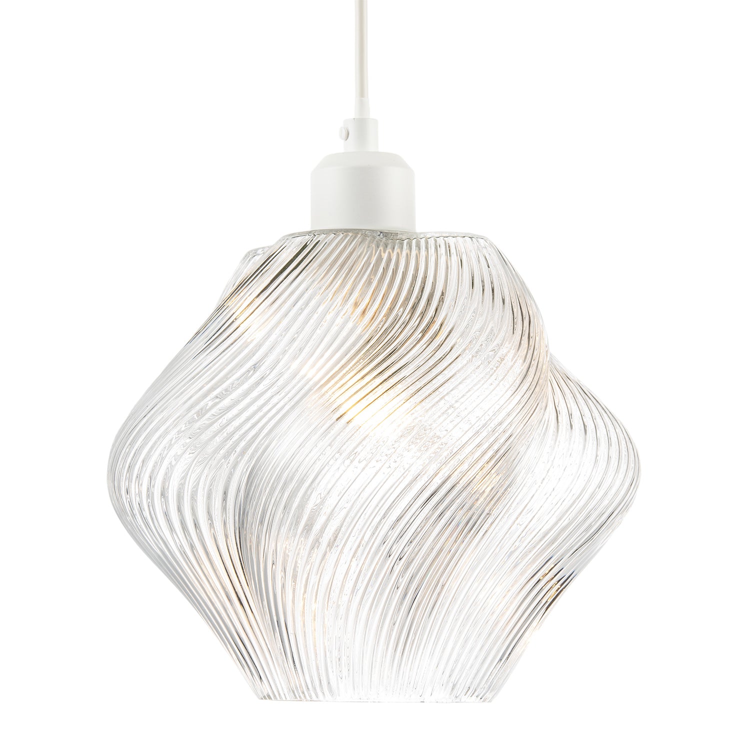 Modern Clear Twisted Glass Pendant Light Shade with Etched Grooves Image 2